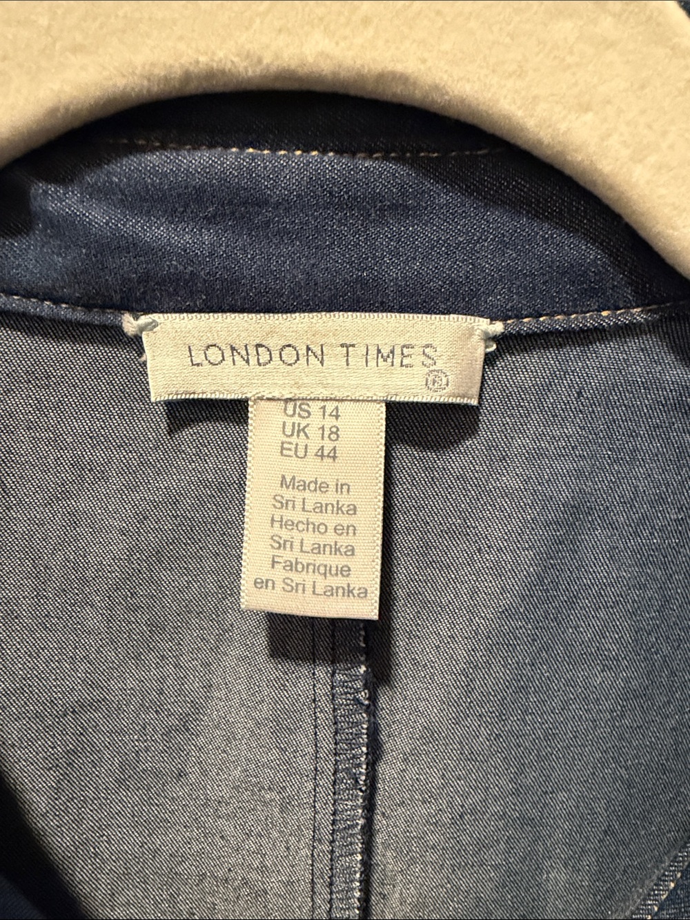 London Times Chambray Shirt Dress — Light Blue - Picture 2 of 9